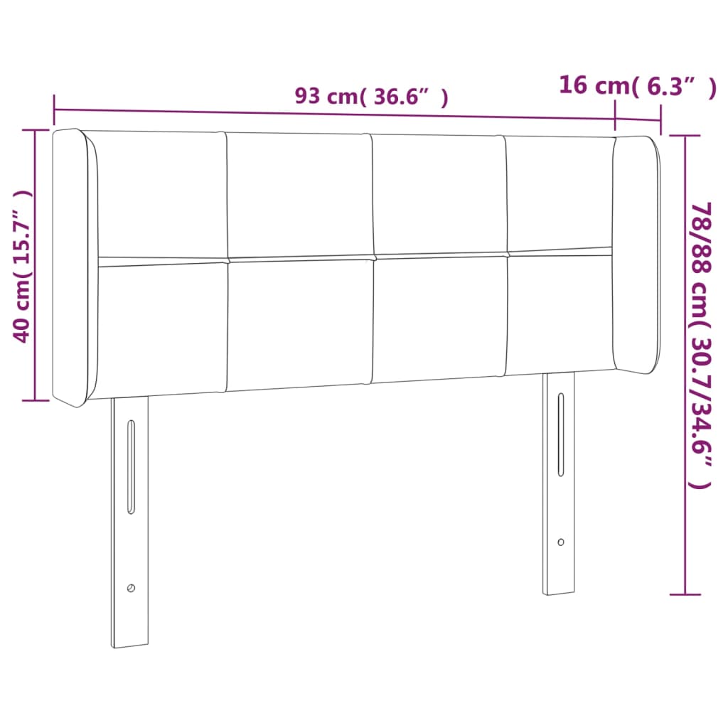 vidaXL Zagłówek do łóżka z LED, jasnoszary, 93x16x78/88 cm, aksamit