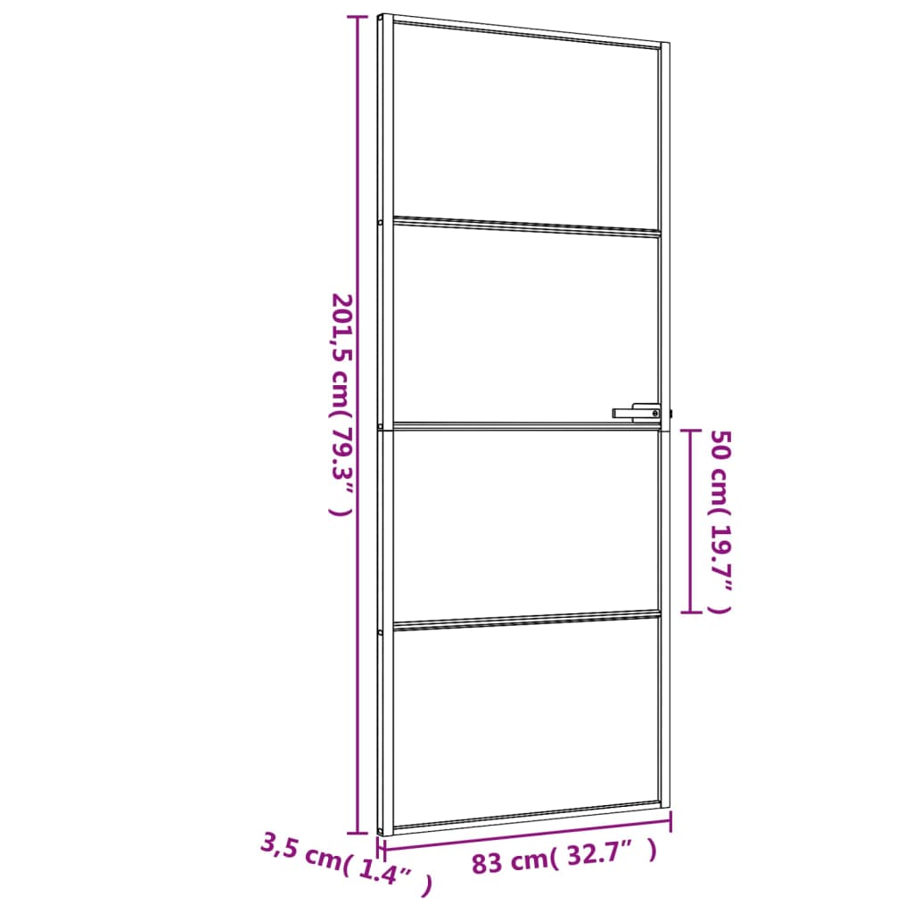 vidaXL Drzwi wewnętrzne, czarne, 83x201,5 cm, szkło i aluminium