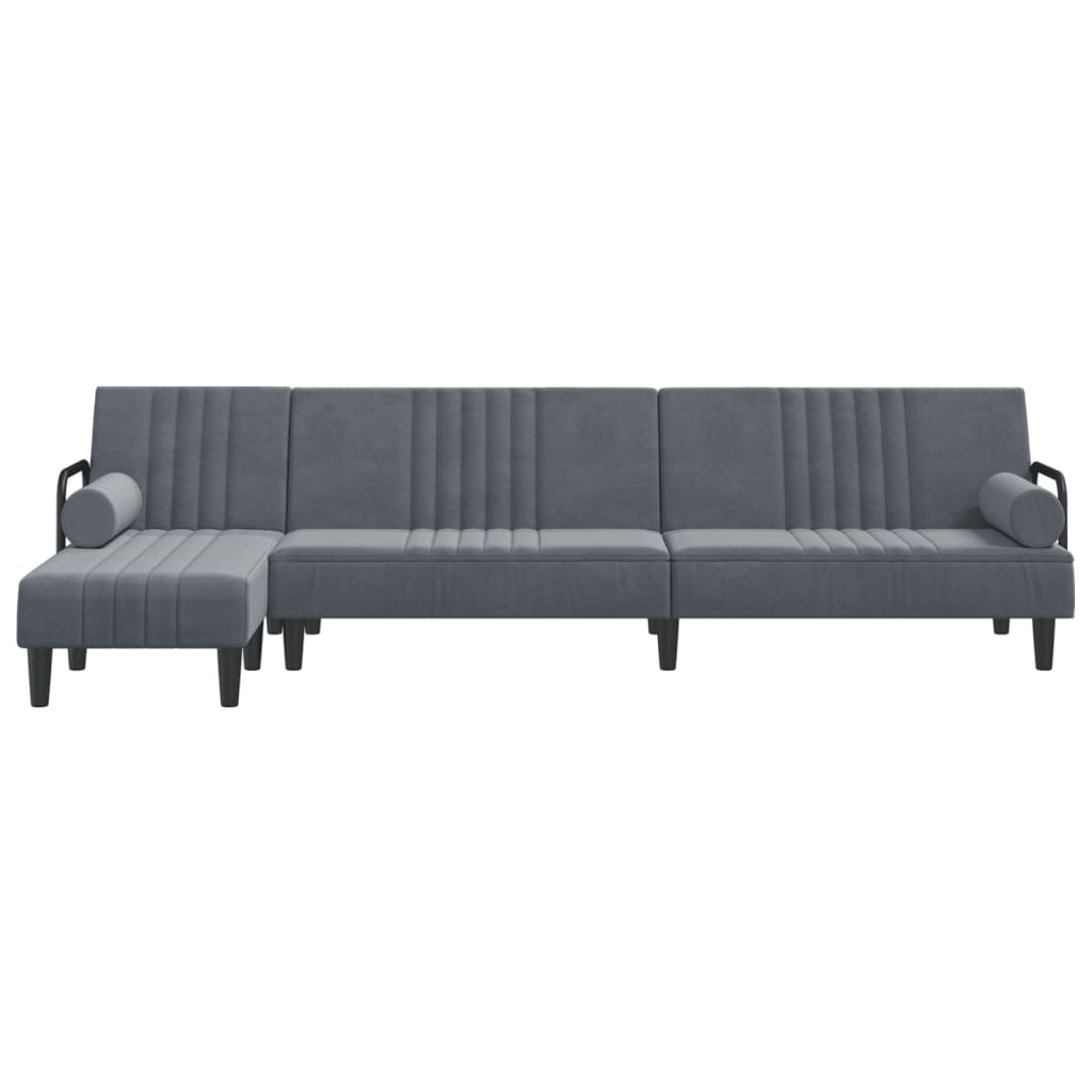 vidaXL Sofa rozkładana L, ciemnoszara, 260x140x70 cm, aksamit