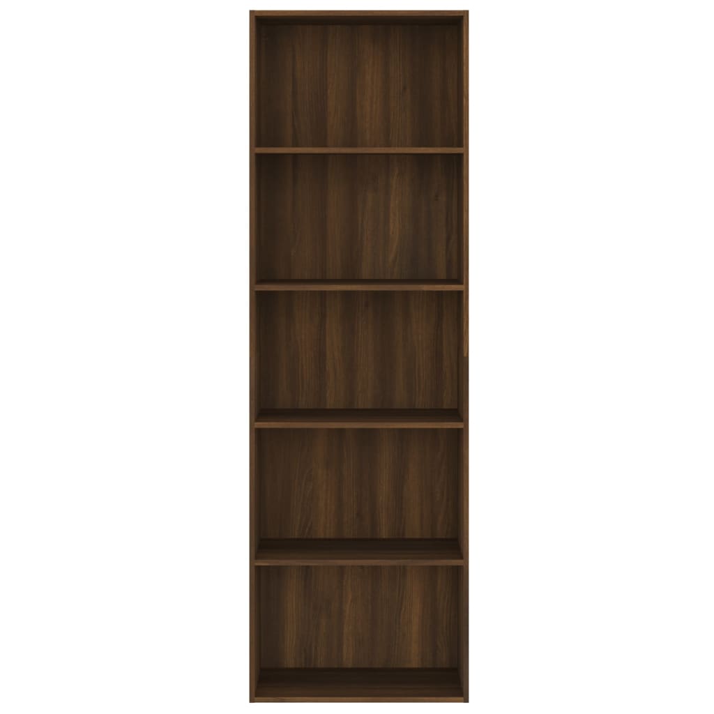 vidaXL Regał na książki z 5 półkami, brązowy dąb, 60x30x189 cm