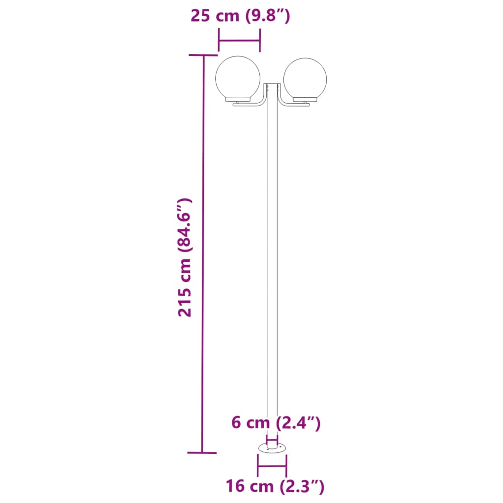 vidaXL Stojące lampy ogrodowe, 3 szt, srebrne, 215 cm, stal nierdzewna