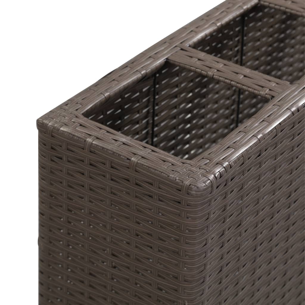 vidaXL Podwyższona donica z 4 wkładami 80x22x79 cm, rattan PE, brązowa