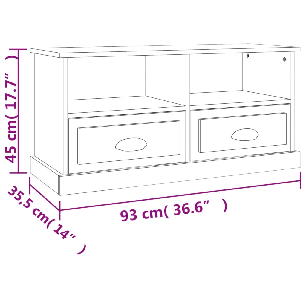 vidaXL Szafka pod TV dąb sonoma 93x35,5x45 cm materiał drewnopochodny