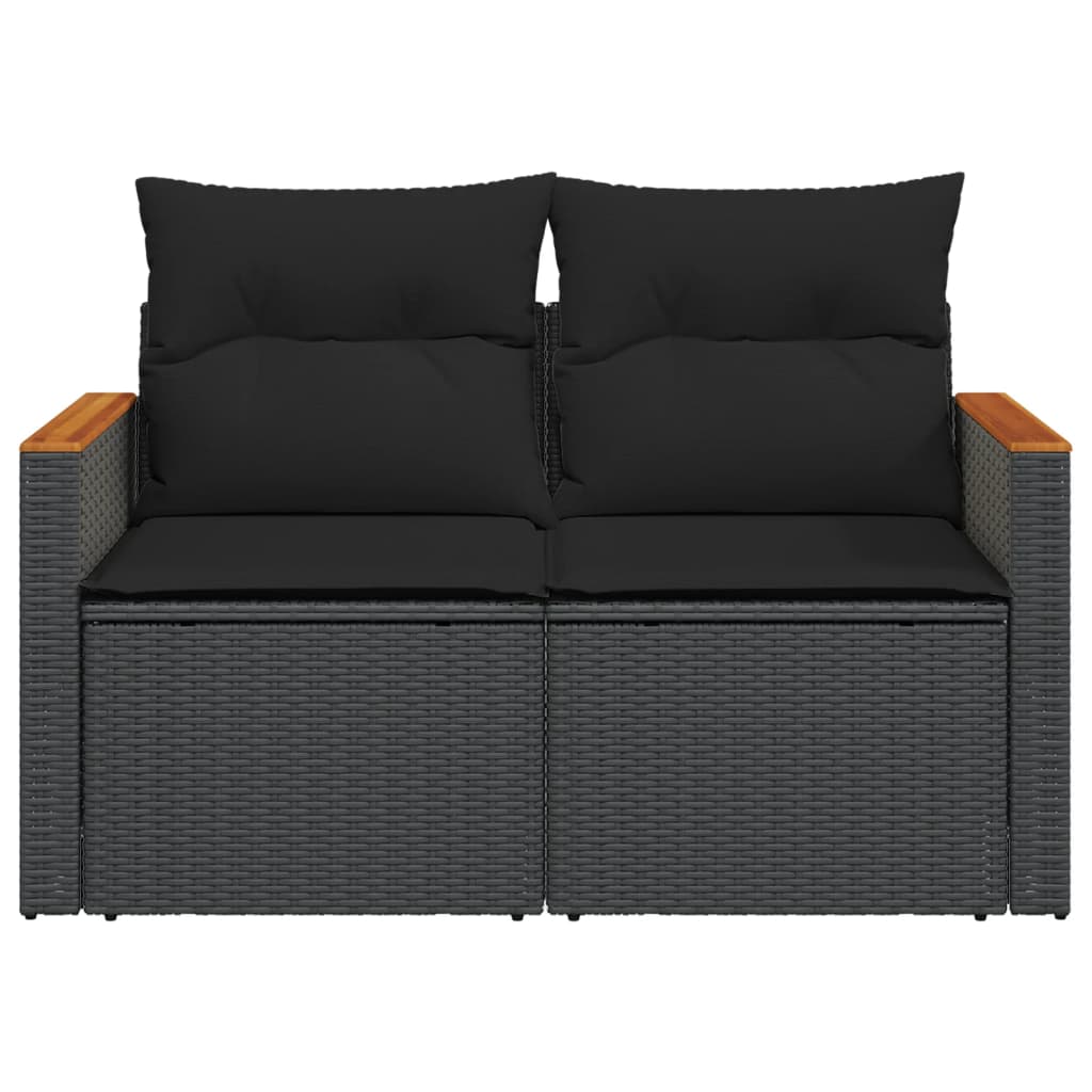 vidaXL Sofa ogrodowa z poduszkami, 2-osobowa, beż, polirattan