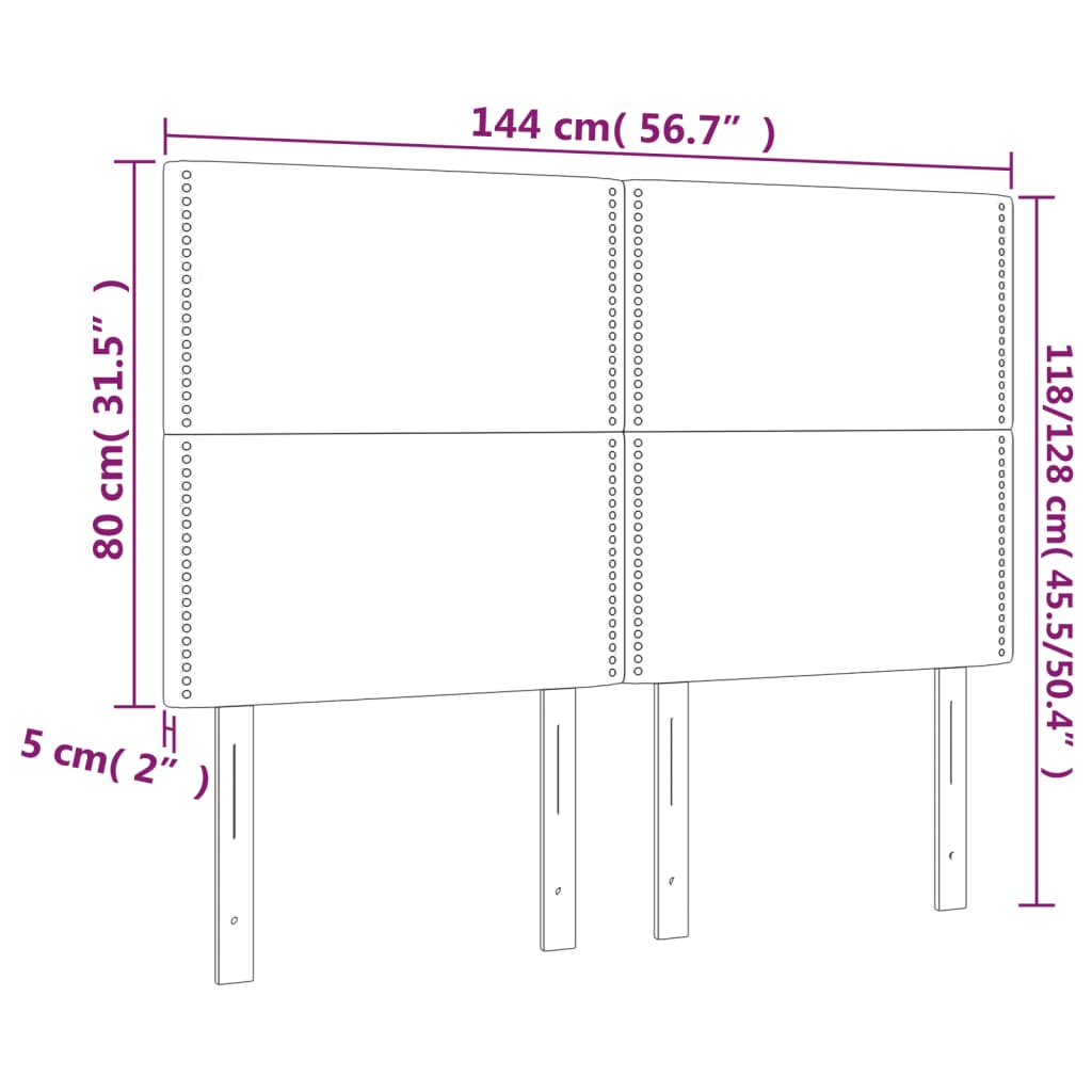 vidaXL Zagłówek do łóżka z LED, jasnoszary, 144x5x118/128 cm, aksamit