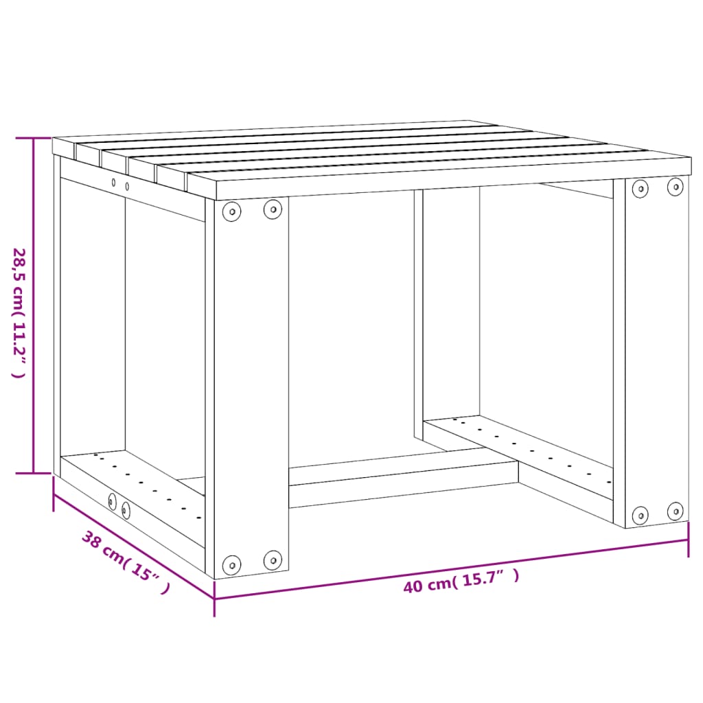 vidaXL Stolik ogrodowy, miodowy, 40x38x28,5 cm, lite drewno sosnowe