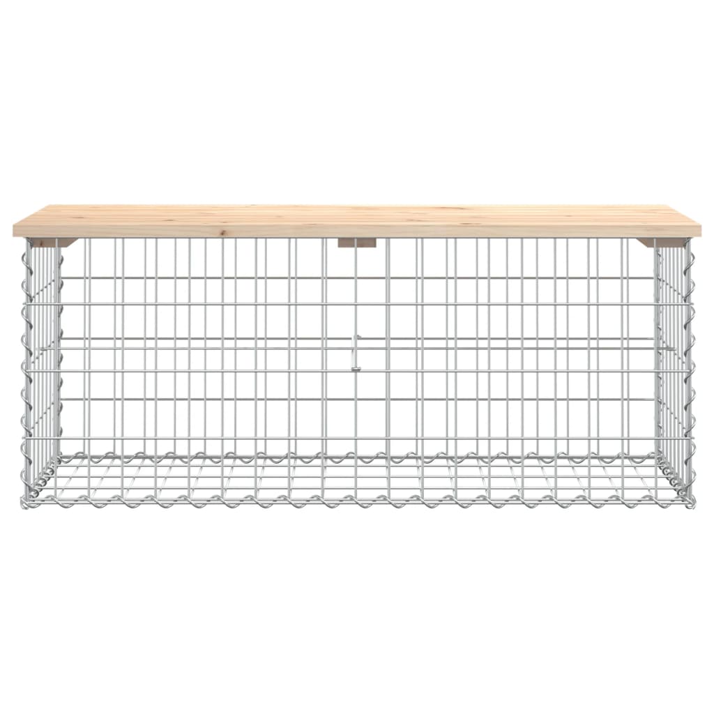 vidaXL Ławka ogrodowa, gabion, 103x44x42 cm, lite drewno sosnowe