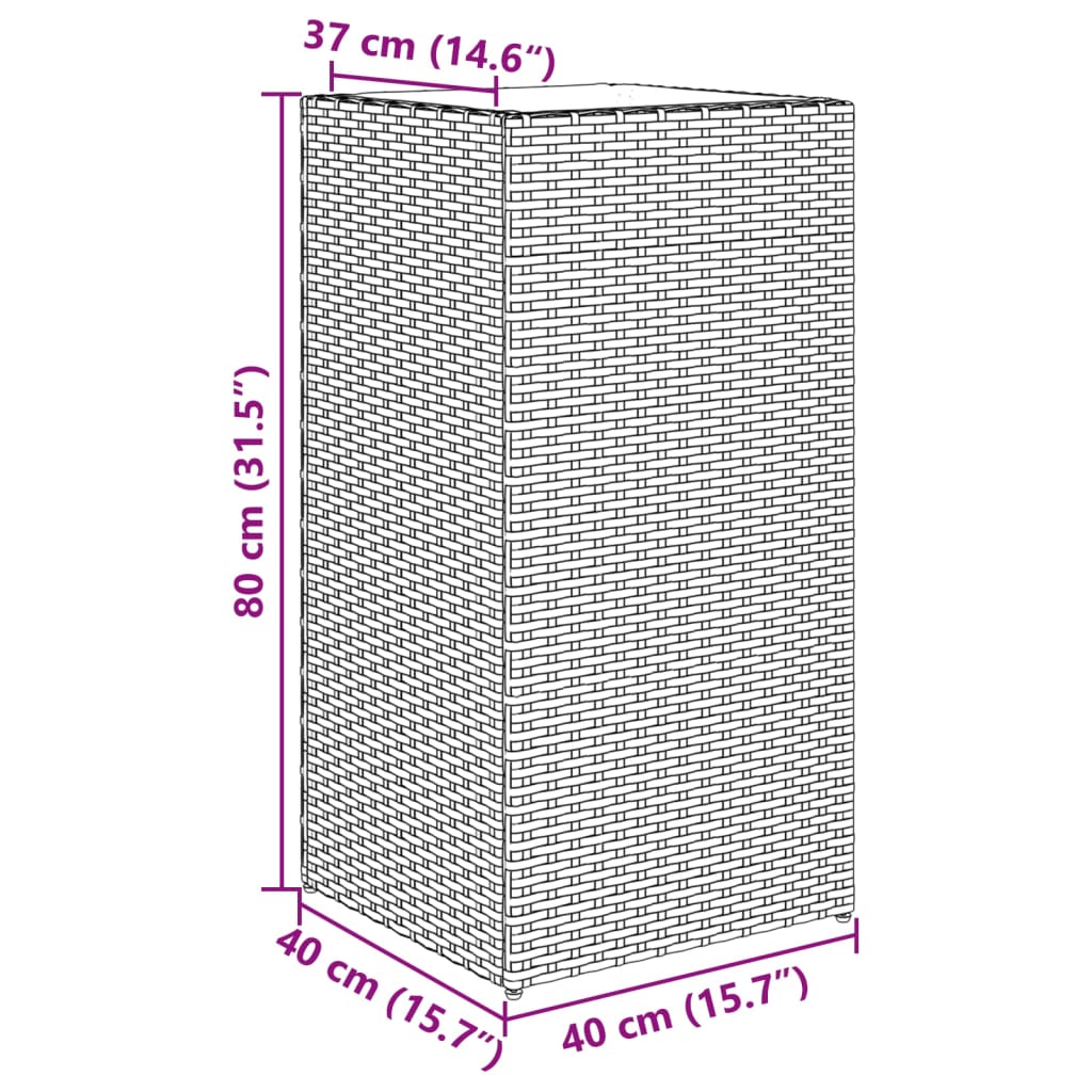 vidaXL Donice ogrodowe, 2 szt., czarne, 40x40x80 cm, rattan PE