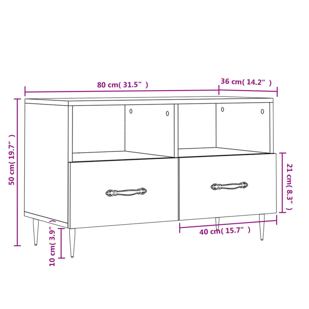 vidaXL Szafka pod TV, biała, wysoki połysk, 80x36x50 cm