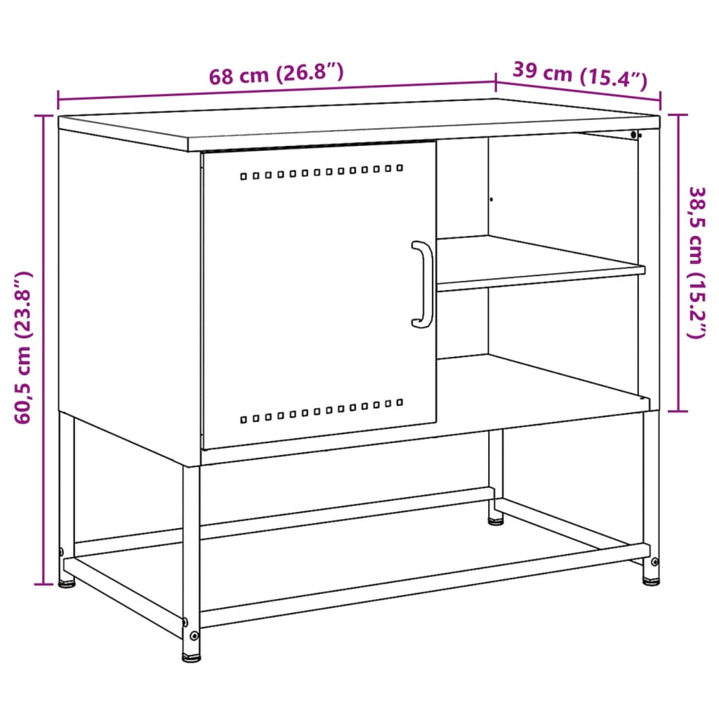 vidaXL Szafka pod telewizor, oliwkowa, 100,5x39x60,5 cm, stalowa