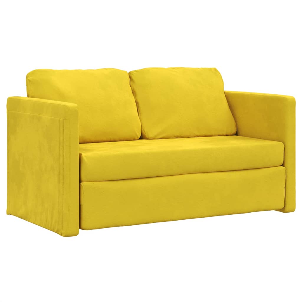 vidaXL Sofa podłogowa 2-w-1, ciemnożółta, 122x204x55 cm, aksamit