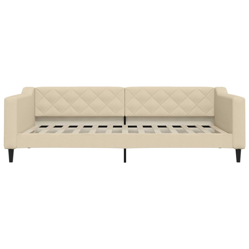 vidaXL Sofa rozsuwana z szufladami, kremowa, 100x200 cm, tkanina