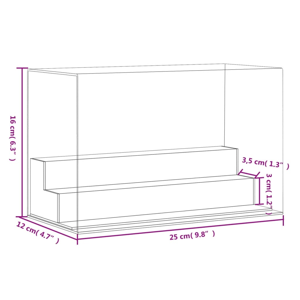 vidaXL Pudełko ekspozycyjne, przezroczyste, 25x12x16 cm, akrylowe