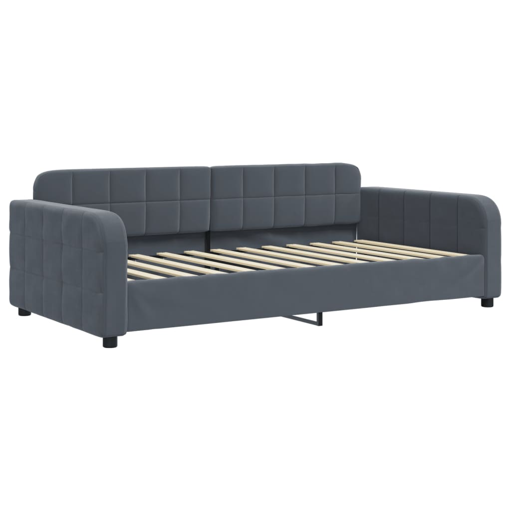 vidaXL Sofa rozsuwana z materacami, ciemnoszara, 90x200 cm, aksamit