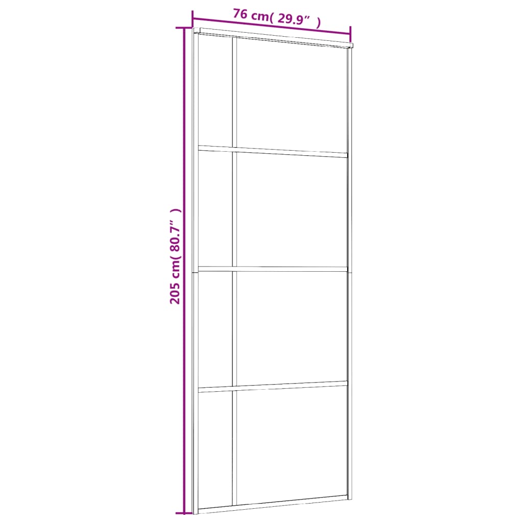 vidaXL Drzwi przesuwne, szkło ESG i aluminium, 76x205 cm, czarne