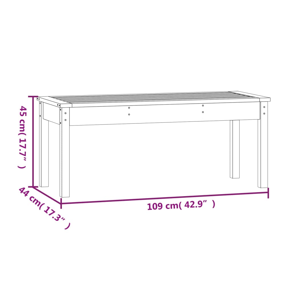 vidaXL Ławka ogrodowa, 109x44x45 cm, lite drewno sosnowe