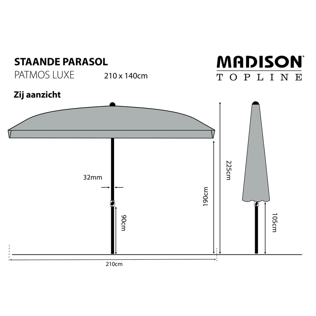 Madison Parasol ogrodowy Patmos Luxe, prostokątny, 210x140 cm