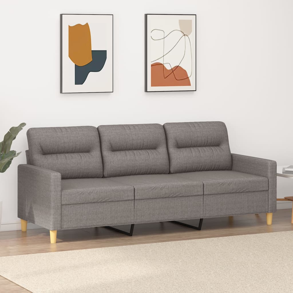 vidaXL Sofa 3-osobowa, kolor taupe, 180 cm, tapicerowana tkaniną