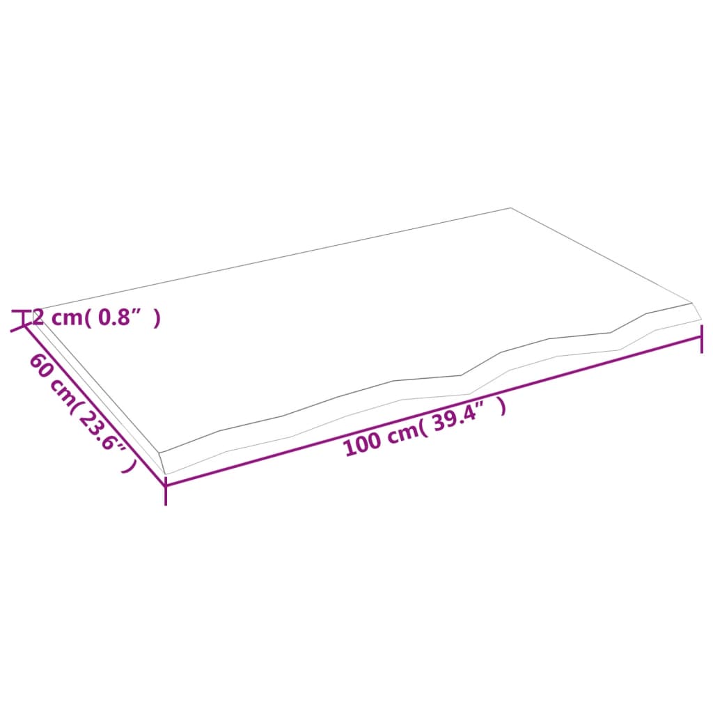 vidaXL Blat do łazienki, 100x60x2 cm, surowe lite drewno