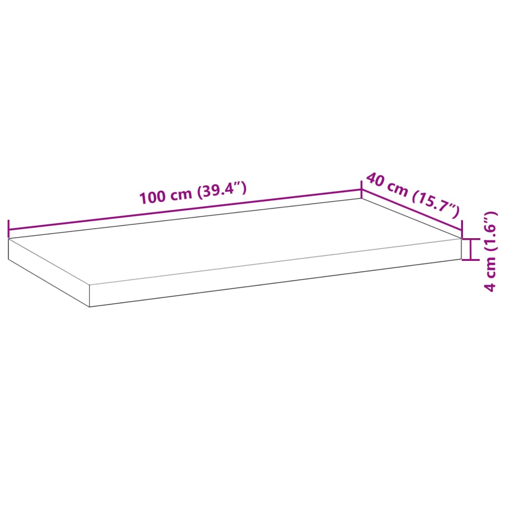 vidaXL Blat do łazienki, 100x40x4 cm, surowe drewno akacjowe