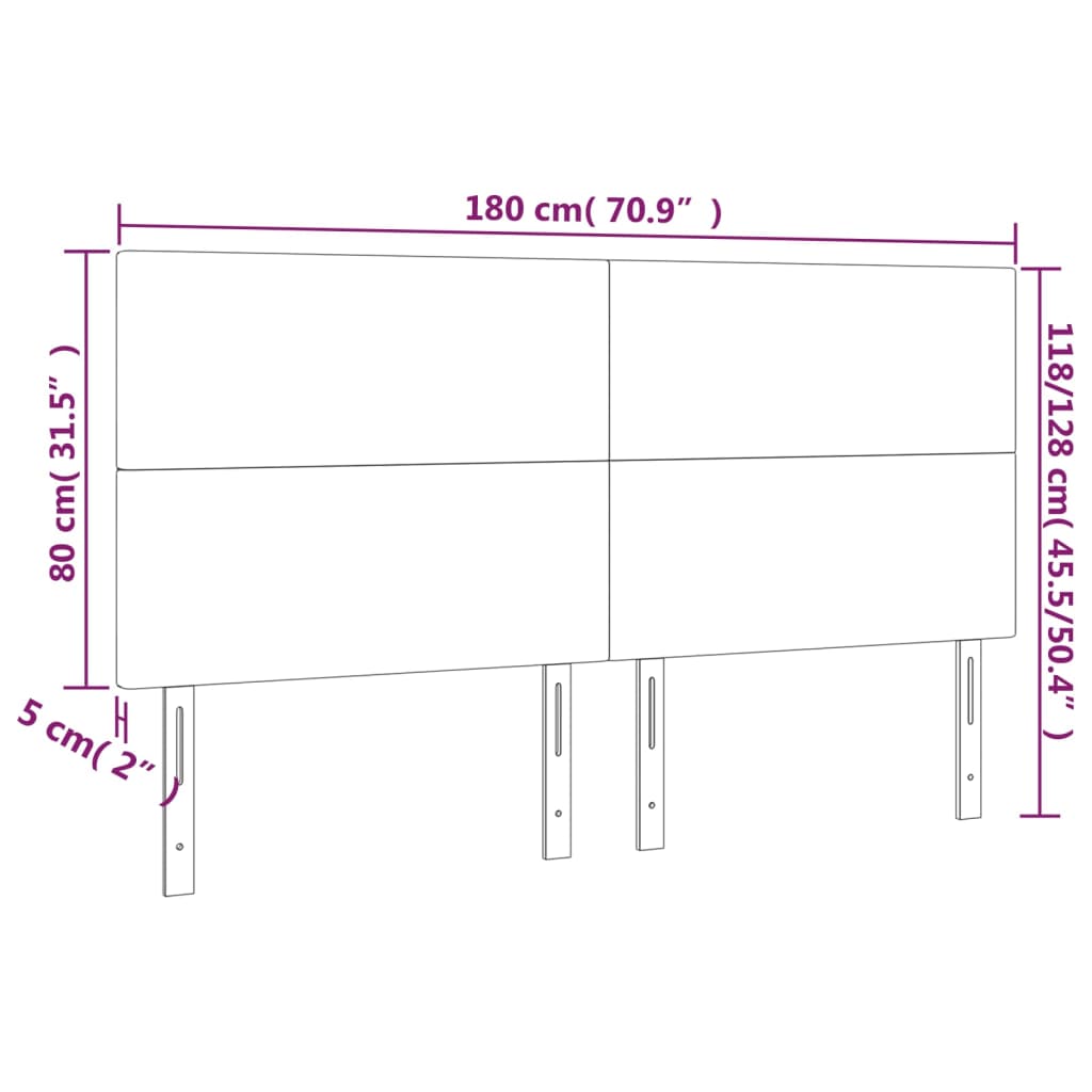 vidaXL Zagłówek do łóżka z LED, niebieski, 180x5x118/128 cm, tkanina