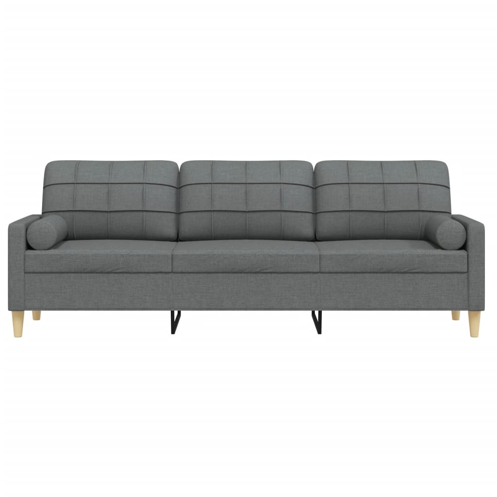 vidaXL 3-osobowa sofa z poduszkami, ciemnoszara, 210 cm, obita tkaniną