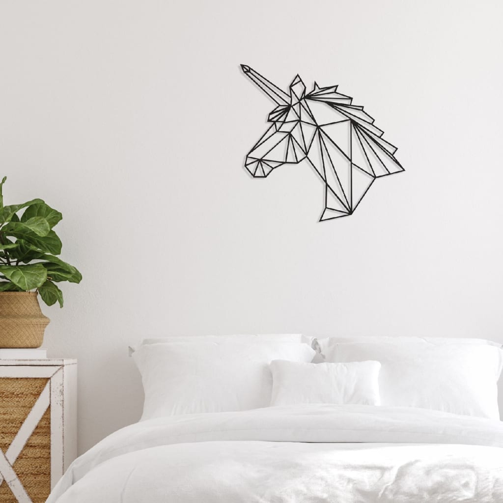 Homemania Dekoracja ścienna Unicorn, 53x50 cm, stalowa, czarna