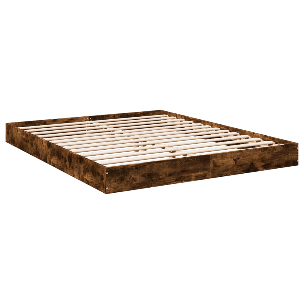 vidaXL Rama łóżka, przydymiony dąb, 160x200cm, materiał drewnopochodny