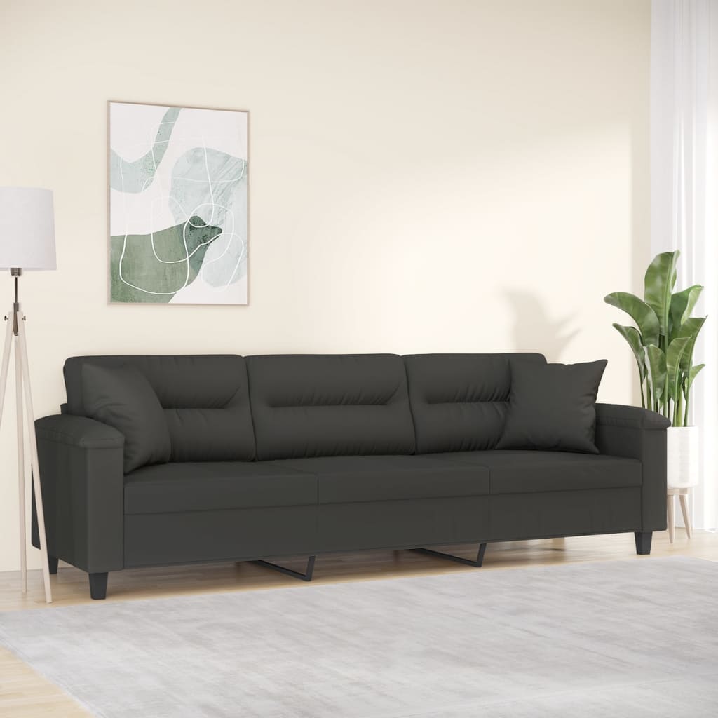 vidaXL 3-osobowa sofa z poduszkami, ciemnoszara, 210 cm, mikrofibra