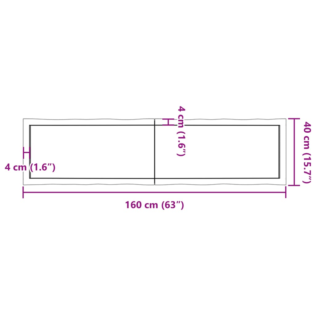 vidaXL Blat ciemnobrązowy 160x40x(2-6) cm drewno z naturalną krawędzią