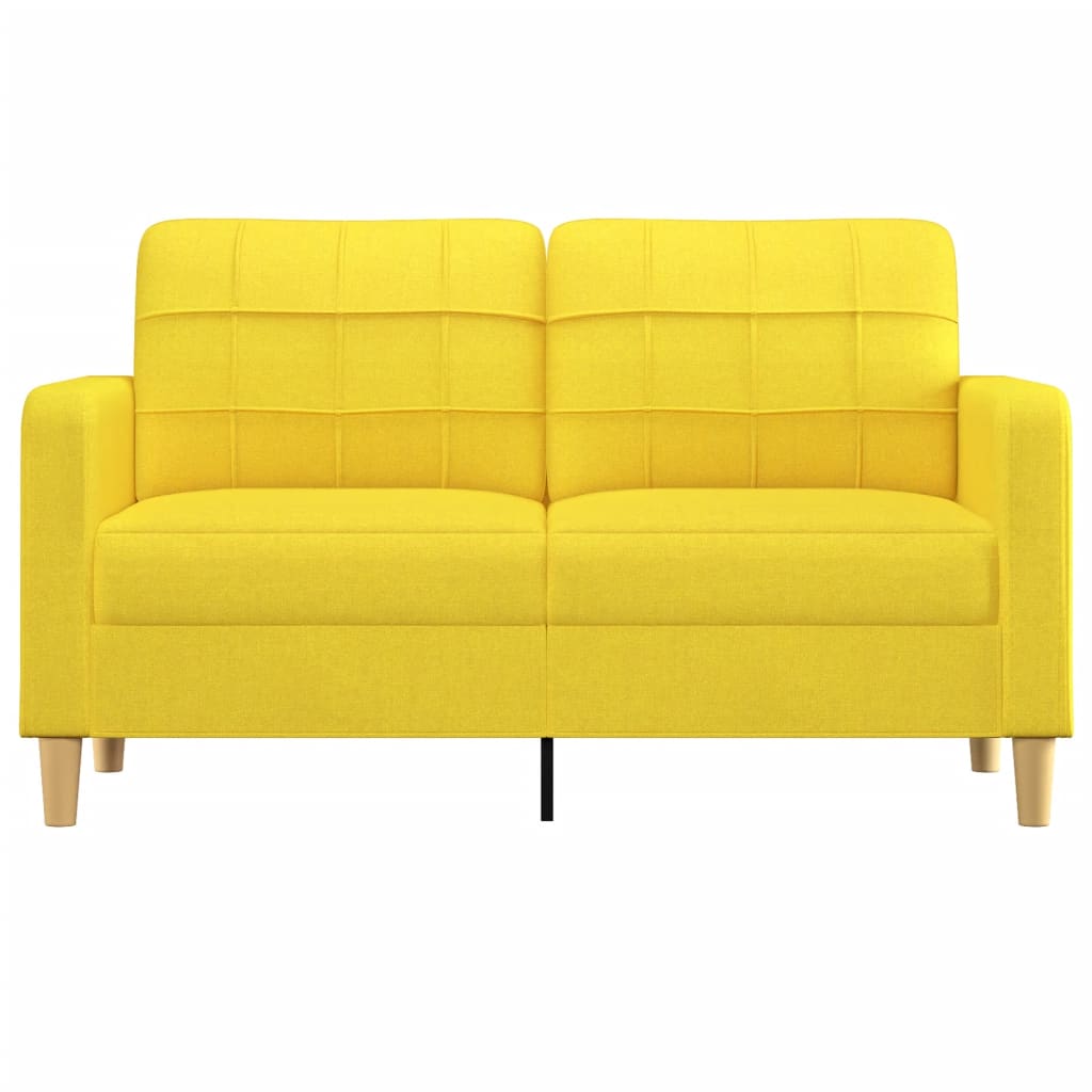 vidaXL Sofa 2-osobowa, jasnożółta, 140 cm, tapicerowana tkaniną