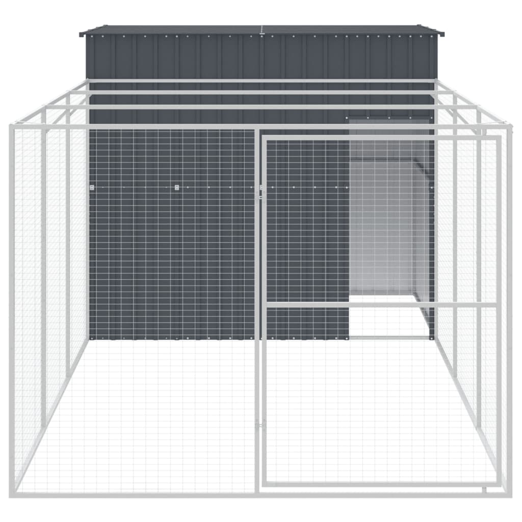 vidaXL Buda dla psa, z wybiegiem, antracytowa, 214x457x181 cm, stal