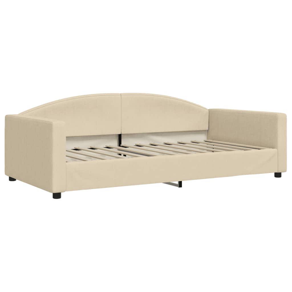 vidaXL Sofa rozsuwana z szufladami, kremowa, 100x200 cm, tkanina