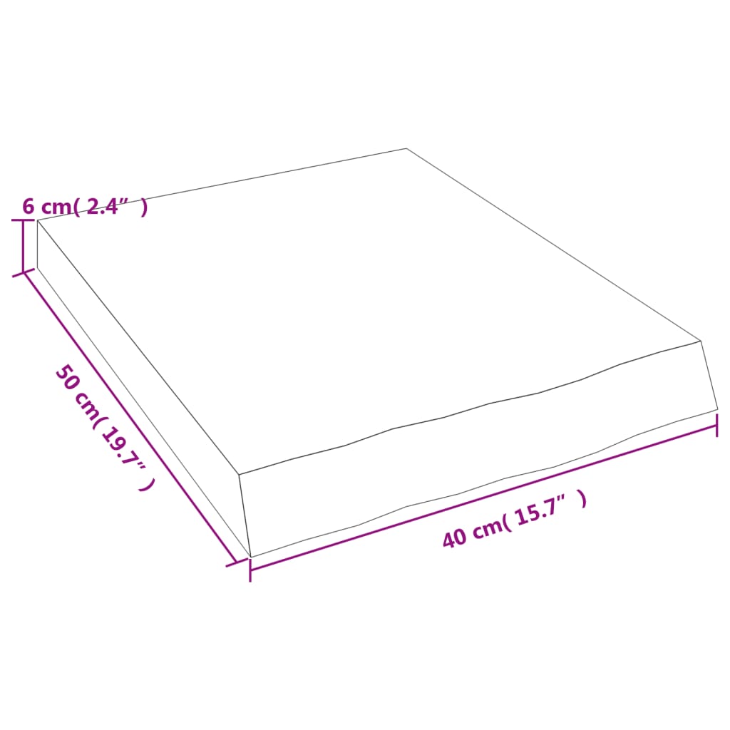 vidaXL Półka, ciemnobrązowa, 40x50x(2-6) cm, wykończone drewno dębowe