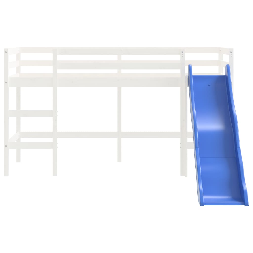 vidaXL Rama łóżka dla dzieci, ze zjeżdżalnią, biała, 90x200 cm, sosna