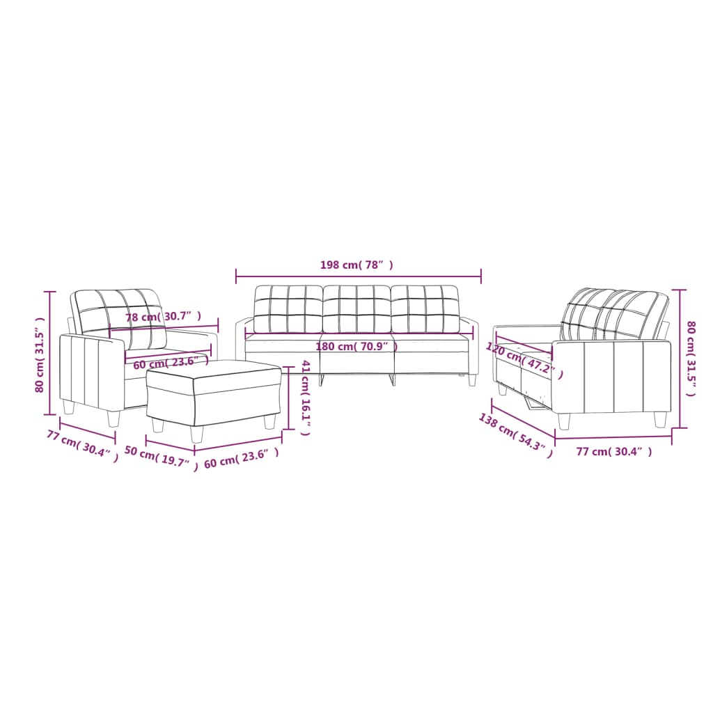 vidaXL 4-osobowa sofa z poduszkami, czarna, sztuczna skóra