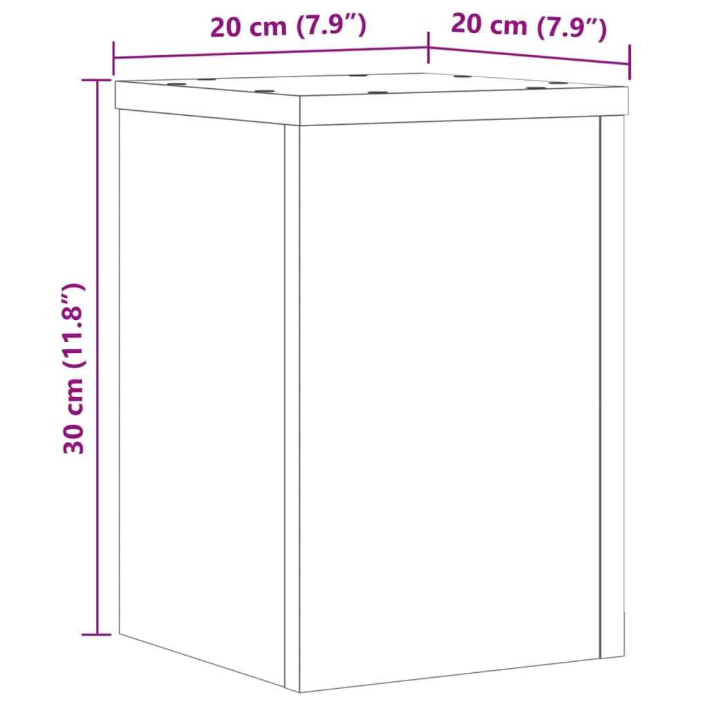 vidaXL Podstawki pod doniczki, 2 szt., czarne, 20x20x30 cm