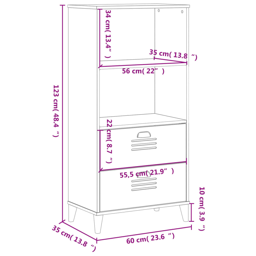 vidaXL Regał VIKEN, czarny, 60x35x123 cm, materiał drewnopochodny