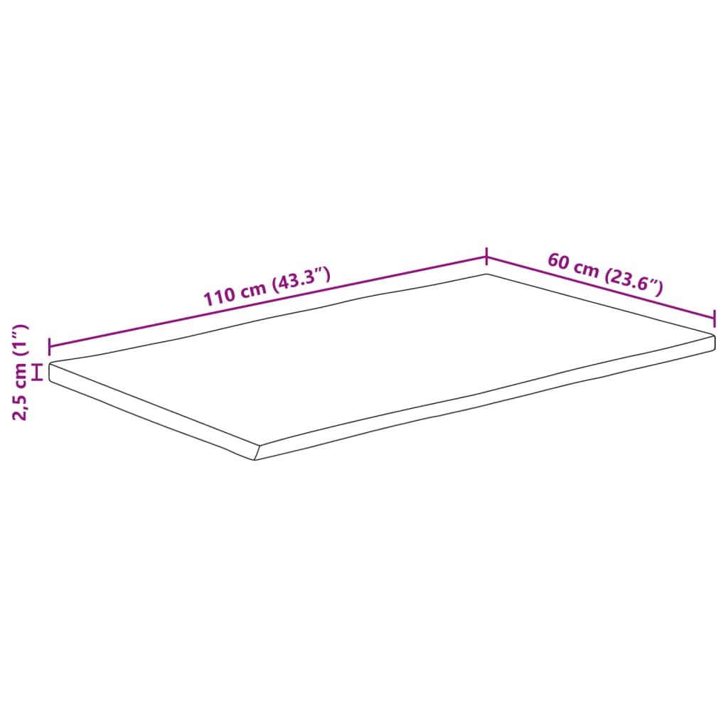 vidaXL Blat stołu, 110x60x2,5 cm, naturalna krawędź, lite drewno mango