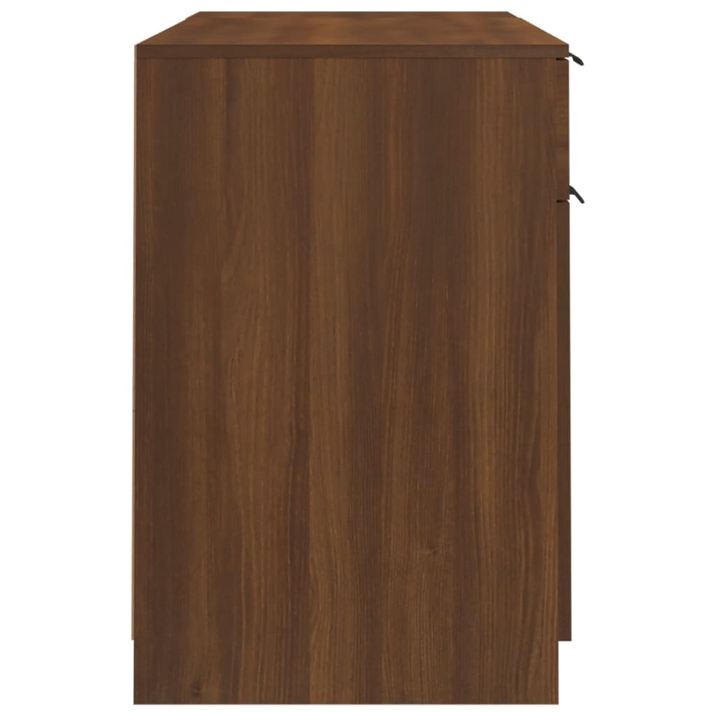 vidaXL Biurko z szafką boczną, brązowy dąb, materiał drewnopochodny