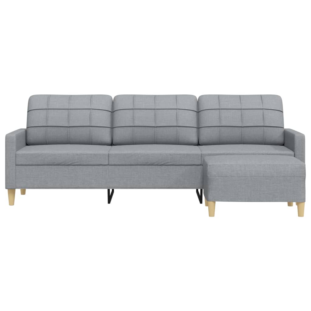 vidaXL 3-osobowa sofa z podnóżkiem, jasnoszary, 210 cm, tkaniną