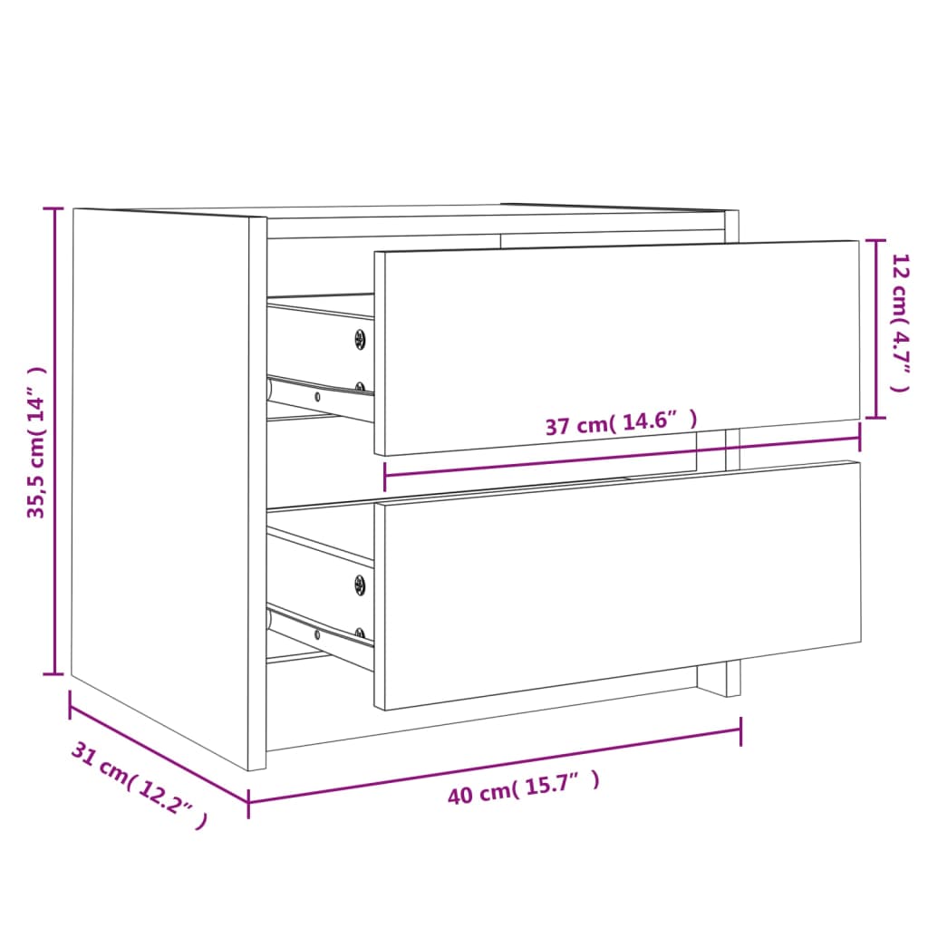 vidaXL Szafki nocne, 2 szt., 40x31x35,5 cm, lite drewno sosnowe