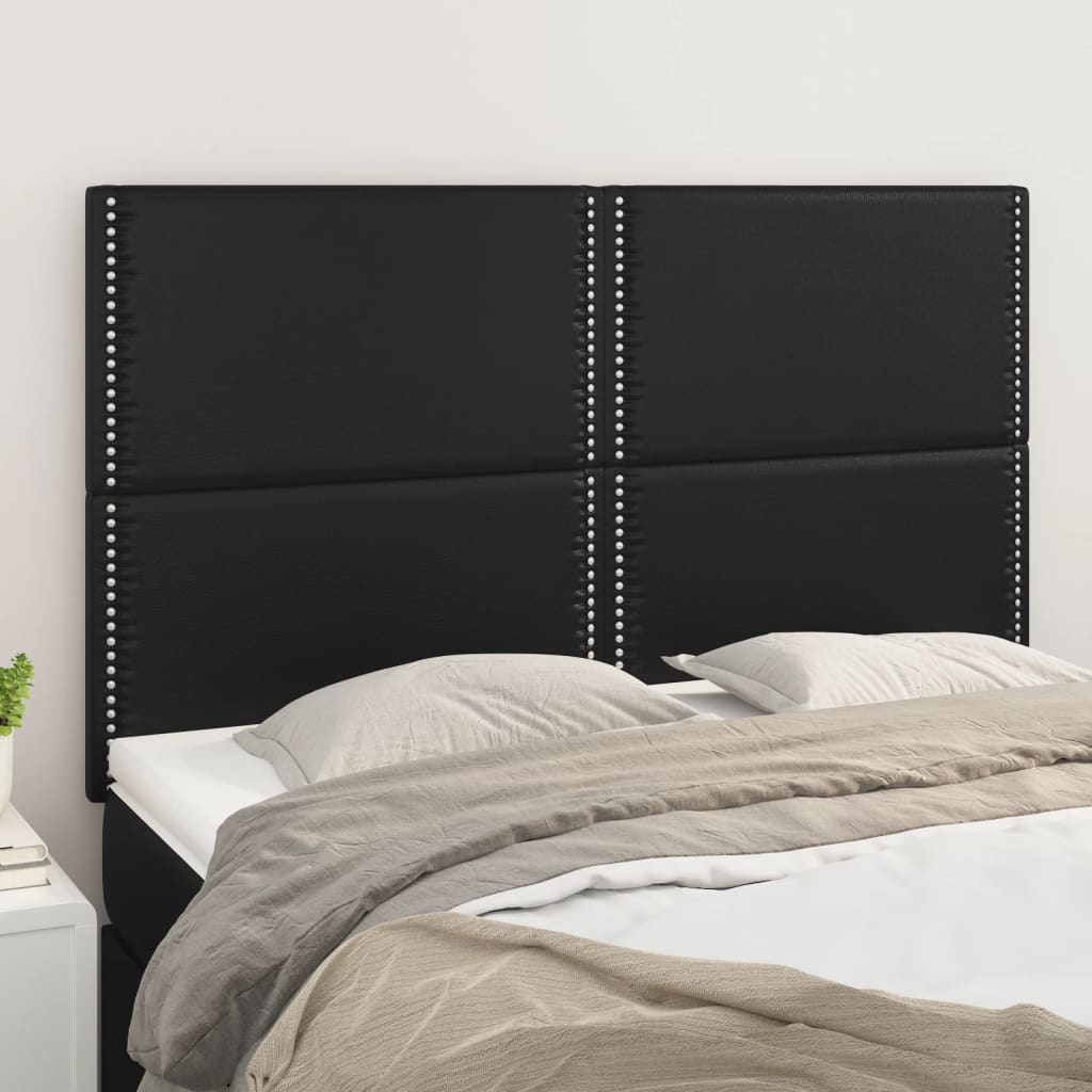 vidaXL Zagłówki do łóżka, 4 szt, czarne, 72x5x78/88 cm, sztuczna skóra