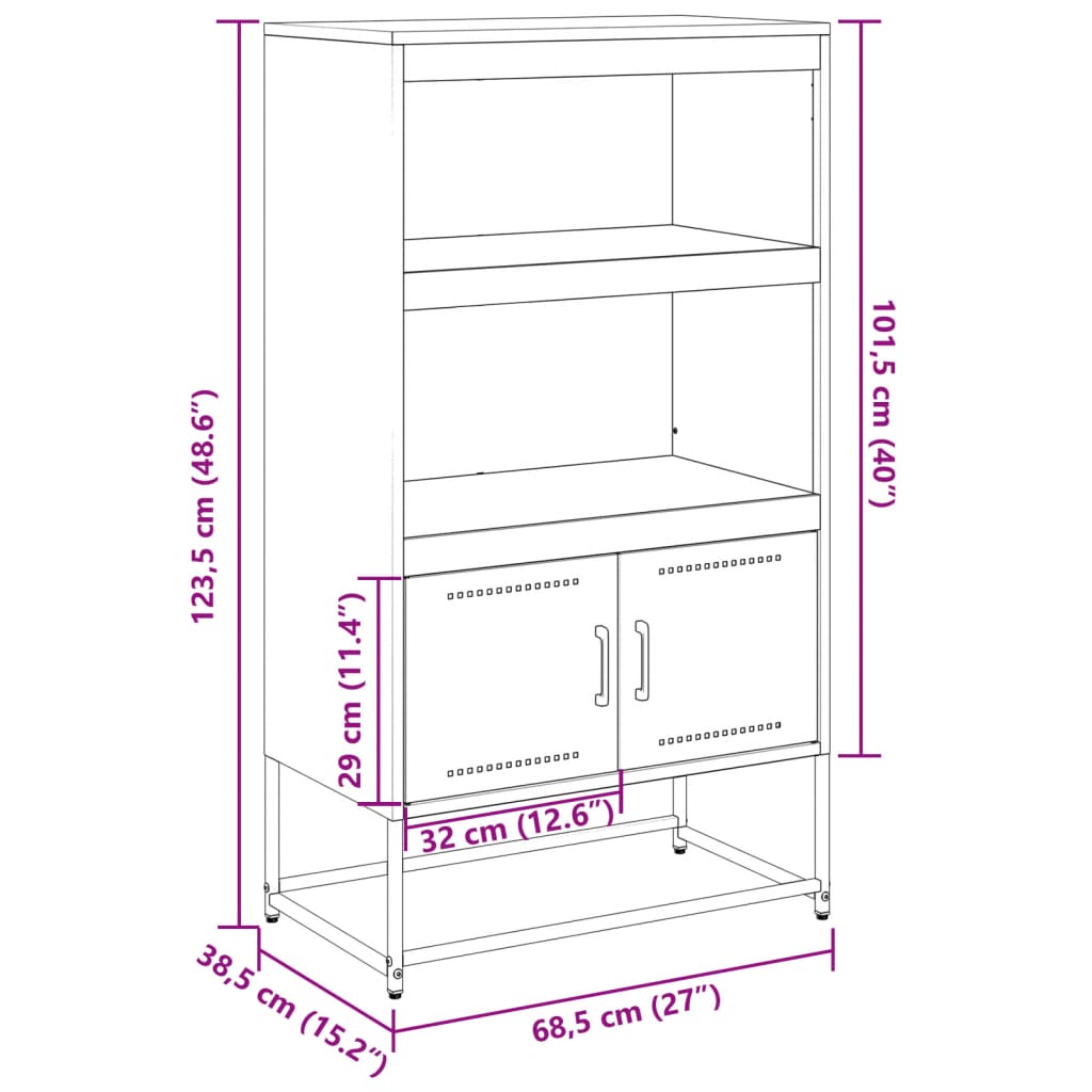 vidaXL Szafka pod telewizor, antracytowa, 100,5x39x60,5 cm, stalowa