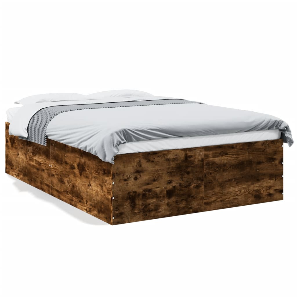 vidaXL Rama łóżka, przydymiony dąb, 120x190cm, materiał drewnopochodny