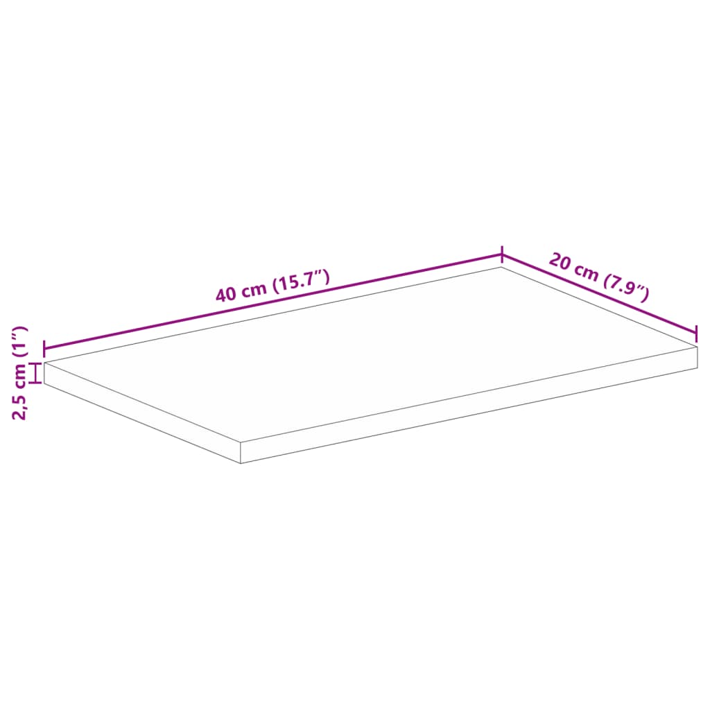 vidaXL Blat stołu, 40x20x2,5 cm, prostokątny, lite drewno akacjowe