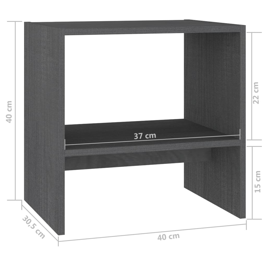 vidaXL Szafka nocna, szara, 40x30,5x40 cm, lite drewno sosnowe