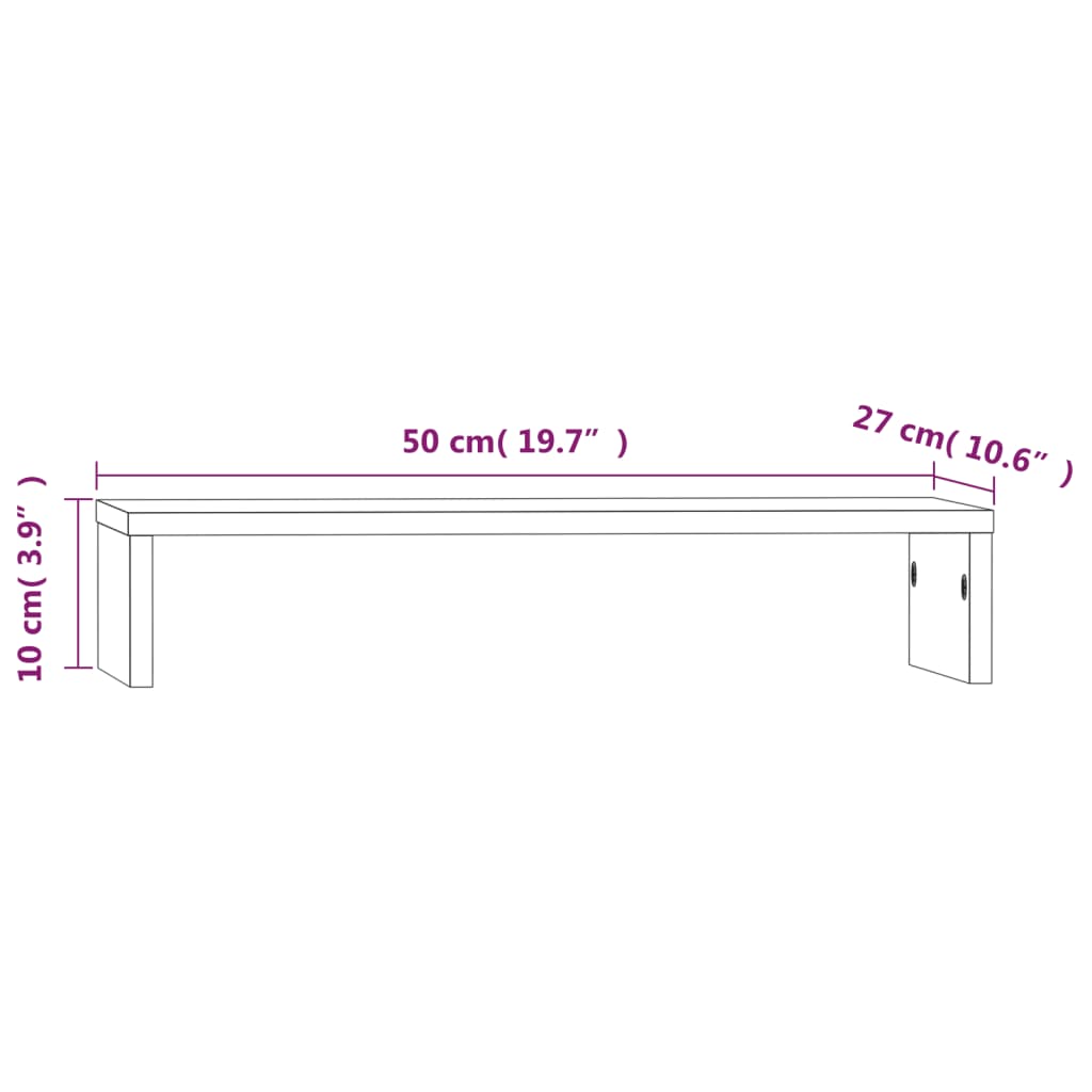 vidaXL Podstawka na monitor, biała, 50x27x10 cm, lite drewno sosnowe