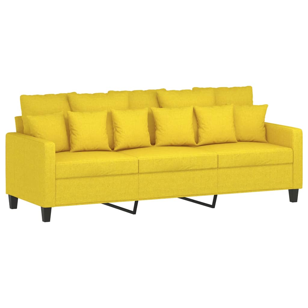 vidaXL 3-osobowa sofa z podnóżkiem, jasnożółty, 180 cm, tkaniną