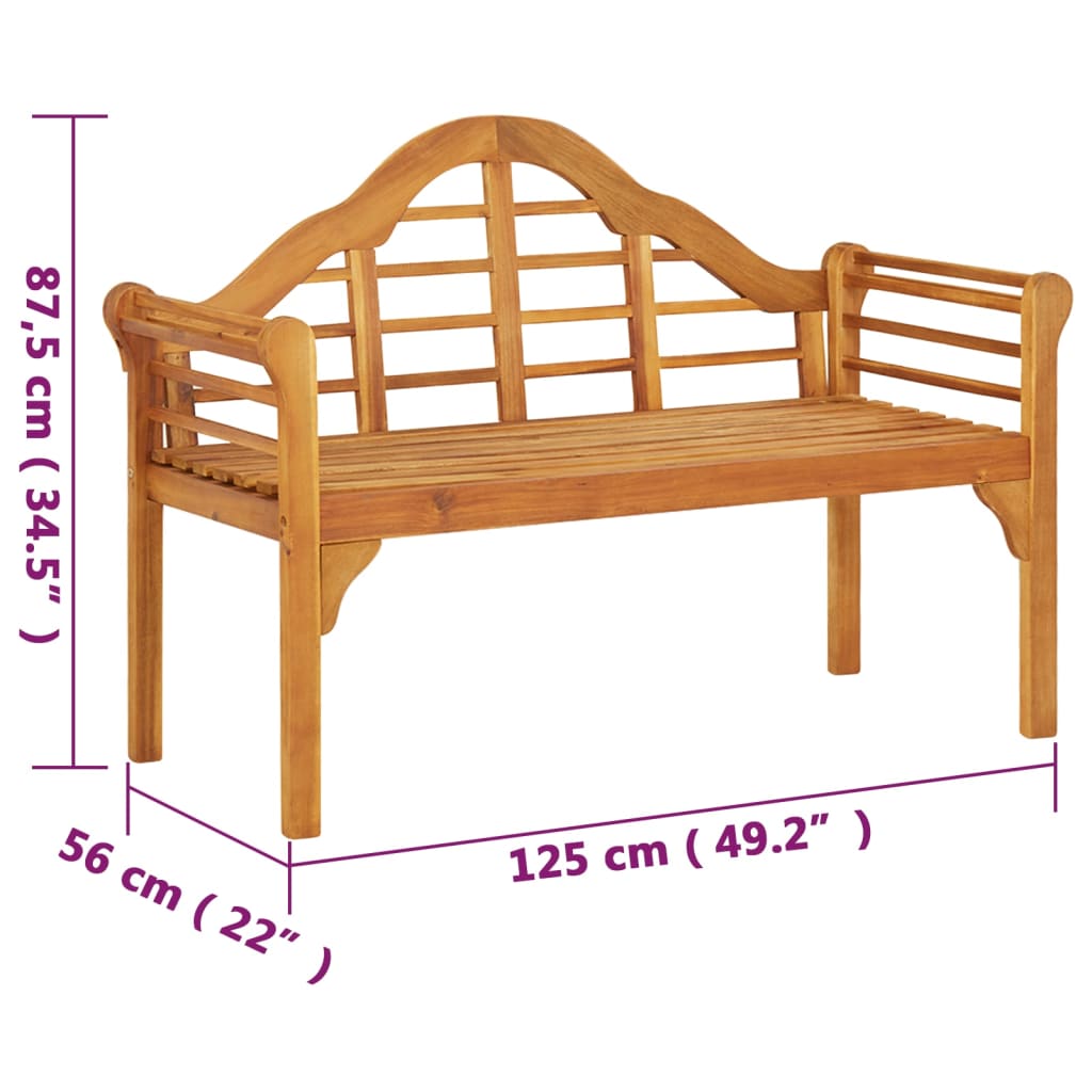 vidaXL Ławka ogrodowa, 125 cm, lite drewno akacjowe